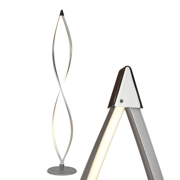 Twist Silver Two-Light Integrated LED Floor Lamp, image 1