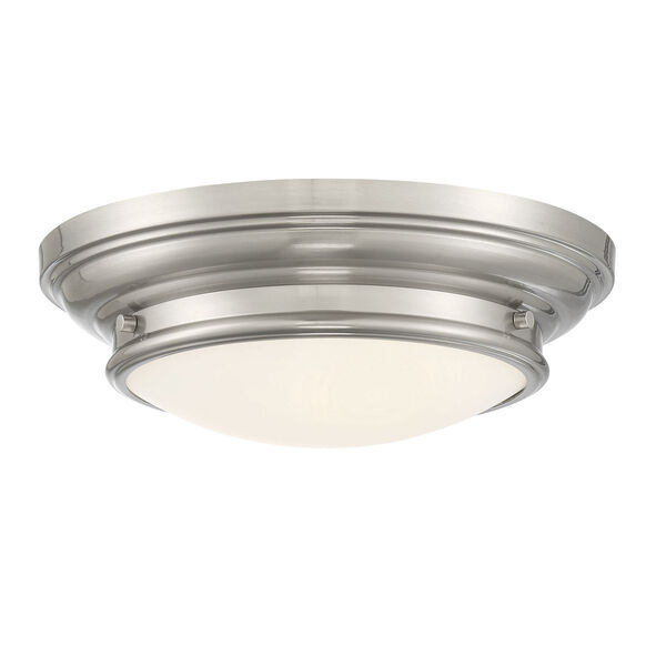 Whittier Brushed Nickel Two-Light Flush Mount with Round Glass, image 3