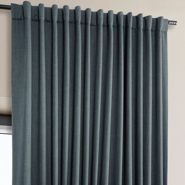 Reverie Blue Faux Linen Extra Wide Room Darkening Single Panel Curtain, image 5