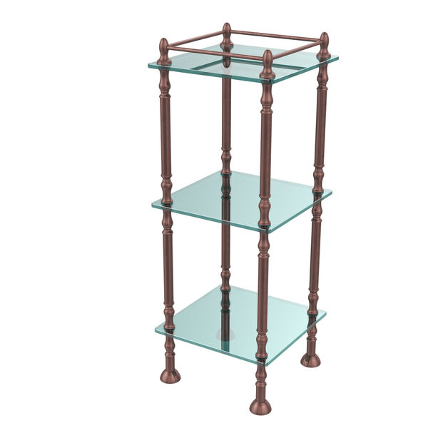 Three Tier Etagere with 14 Inch x 14 Inch Shelves, Antique Copper, image 1