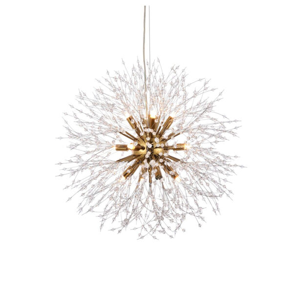 Solace Gold 12-Light Pendant with Royal Cut Clear Crystal, image 3