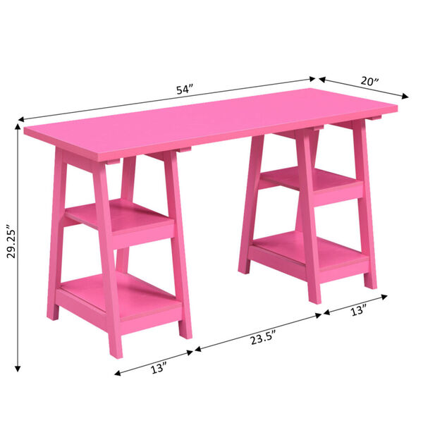 Designs2Go Pink Double Trestle Desk, image 4