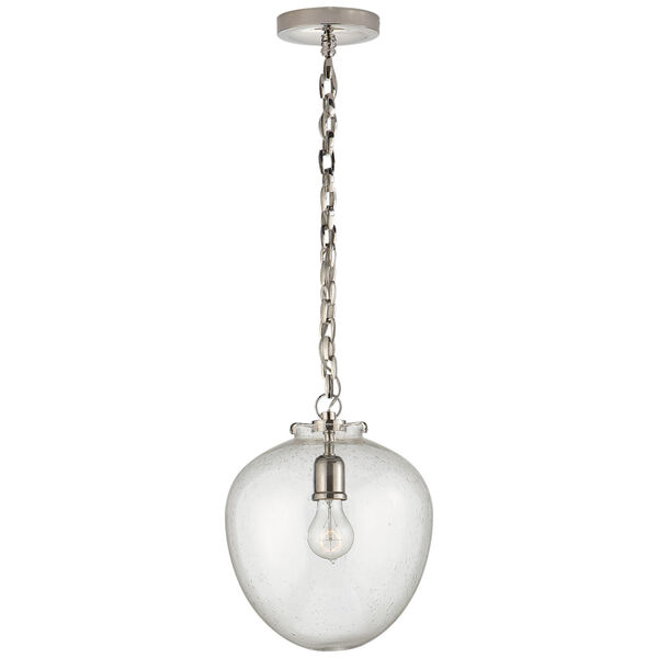 Katie Acorn Pendant in Polished Nickel with Seeded Glass by Thomas O'Brien, image 1