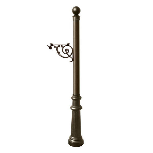 Lewiston Bronze Post Only with Support Bracket, Decorative Fluted Base and Ball Finial, image 1
