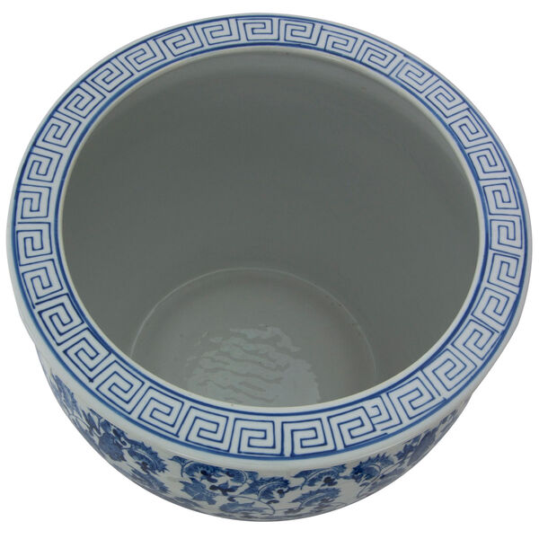 16 Inch Porcelain Fishbowl Blue and White Floral, image 2