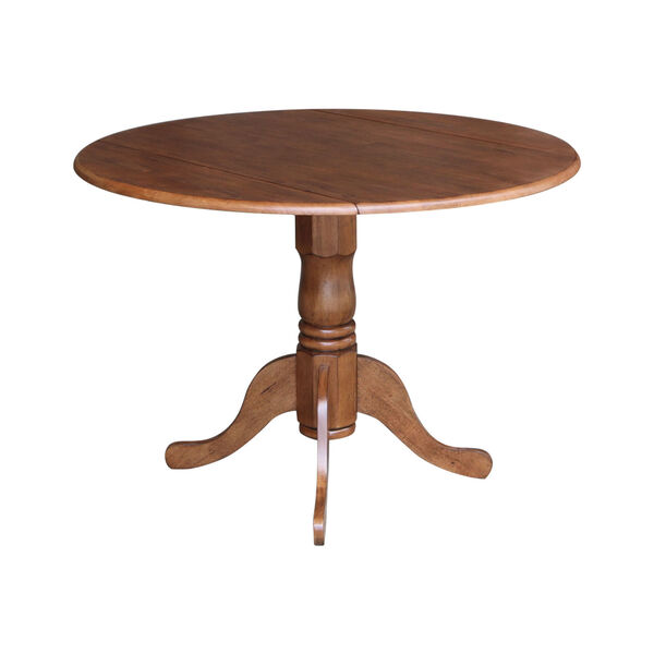 Distressed Oak 42-Inch Round Dual Drop Leaf Pedestal Table, image 5