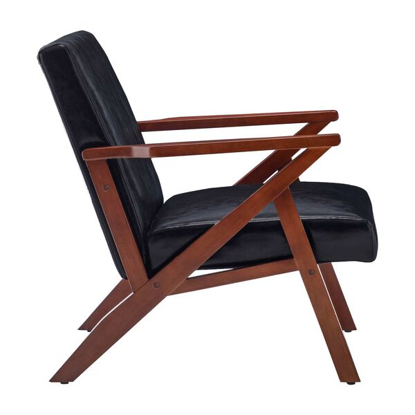 Take A Seat Black Faux Leather Espresso Cliff Accent Chair, image 4