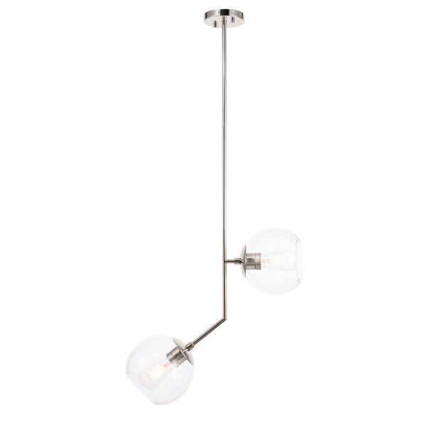 Ryland Chrome Eight-Inch Two-Light Mini Pendant with Clear Glass, image 3