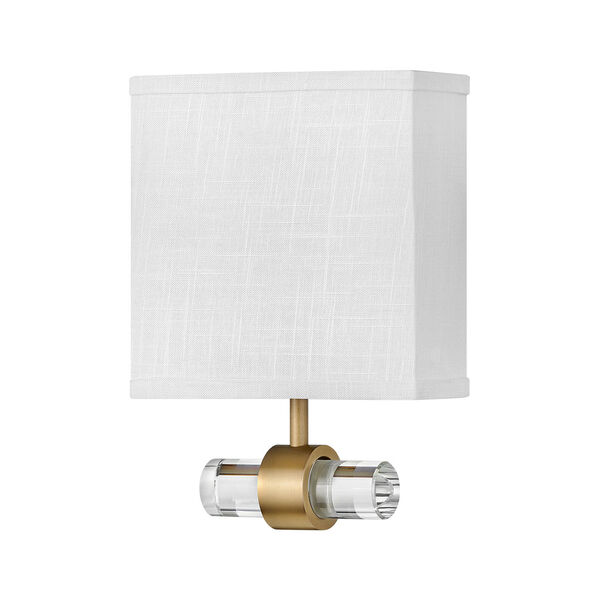 Luster Heritage Brass One-Light LED Wall Sconce with Off White Linen Shade, image 5