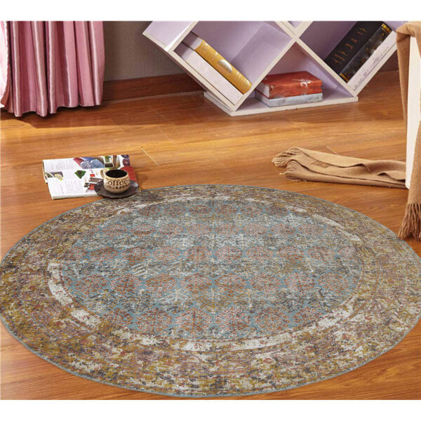 Eternal Sea Blue Round 6 Ft. 7 In. x 6 Ft. 7 In. Rug, image 2