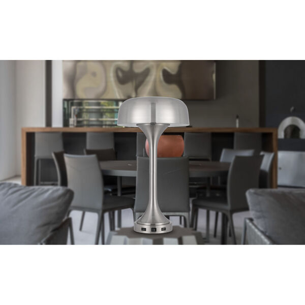 Mushroom Brushed Steel Two-Light Table Lamp, image 2
