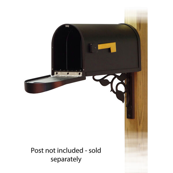 Curbside Black Classic Mailbox with Floral Front Single Mounting Bracket, image 2