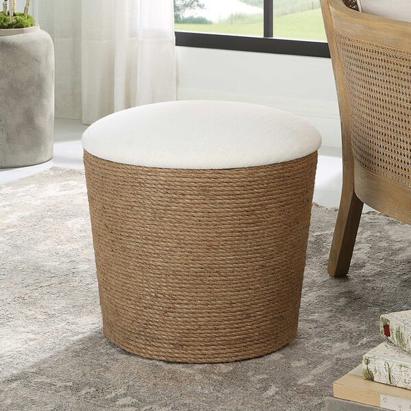 Hayden Natural and Off White Storage Ottoman, image 2