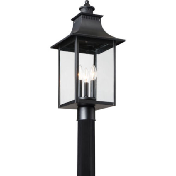 Bryant Black Three-Light Outdoor Post Mount with Clear Glass, image 3