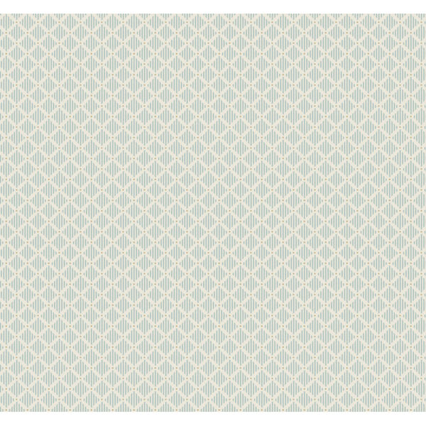 Grandmillennial Blue Taupe Diamond Gate Pre Pasted Wallpaper - SAMPLE SWATCH ONLY, image 2