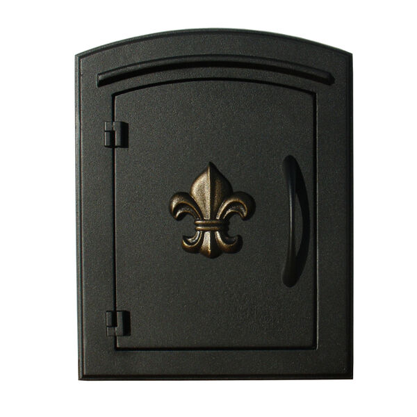 Manchester Black Security Option with Decorative Fleur-De-Lis Door Manchester Faceplate, image 1