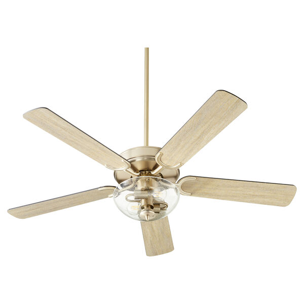 Virtue Aged Brass Two-Light 52-Inch Ceiling Fan with Clear Seeded Glass Bowl, image 1