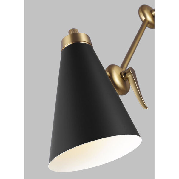 Signoret Burnished Brass and Black One-Light Swing Arm Wall Sconce, image 2