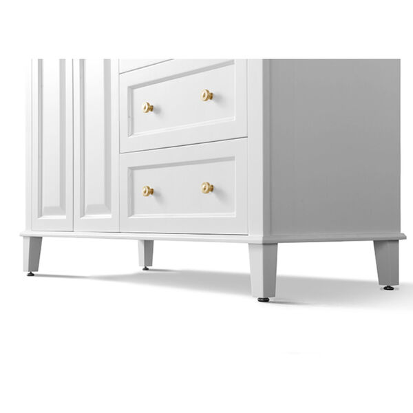 Hannah White 48-Inch Left Basin Vanity Console with Gold Hardware, image 2