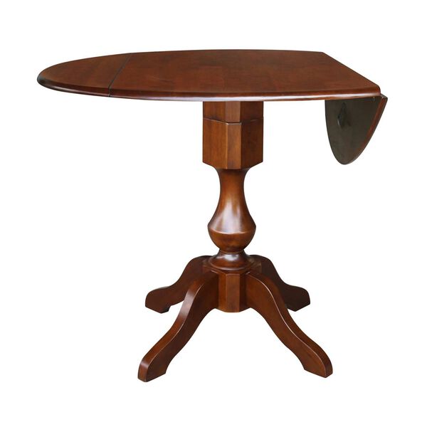 Espresso 36-Inch Round Pedestal Dual Drop Leaf Dining Table, image 2