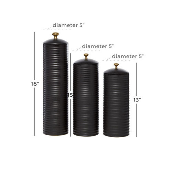 Black Cermaic Decorative Jar, Set of 3, image 3
