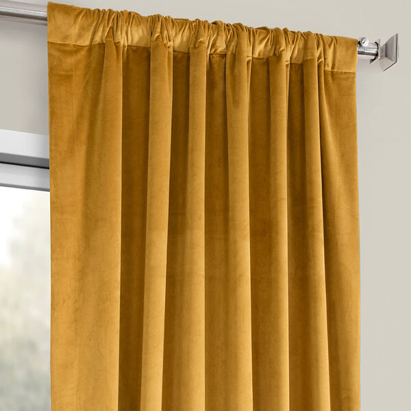 Retro Gold Heritage Plush Velvet Curtain Single Panel, image 3