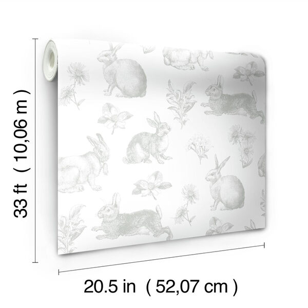 A Perfect World Grey Bunny Toile Wallpaper - SAMPLE SWATCH ONLY, image 4