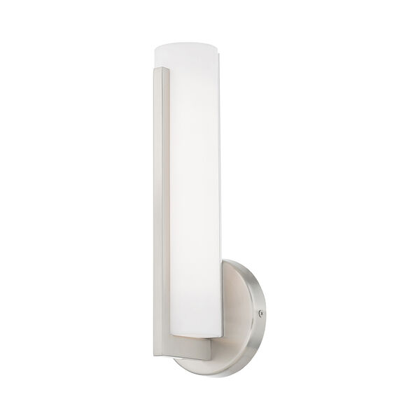 Visby Brushed Nickel 4-Inch ADA Wall Sconce with Satin White Acrylic Shade, image 4
