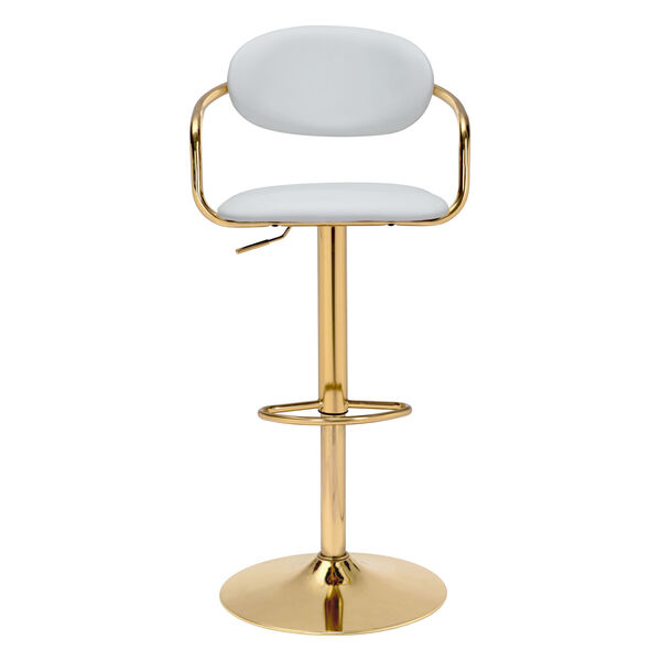 Gusto White and Gold Bar Stool, image 4