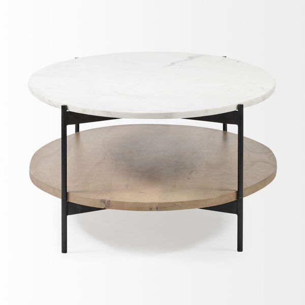 Larkin I Black and White Oval Marble Top Coffee Table, image 4