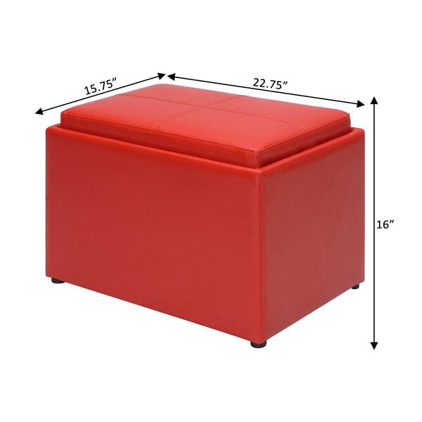 Designs4Comfort Bright Red Accent Storage Ottoman, image 7