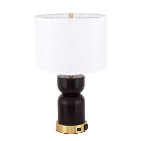 Jericho Brushed Brass and Dark Red One-Light Table Lamp, image 3