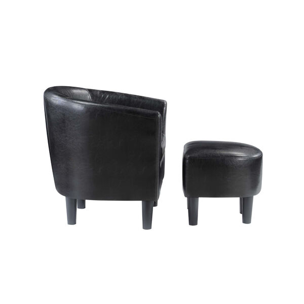Take a Seat Black Faux Leather Churchill Accent Chair with Ottoman, image 5