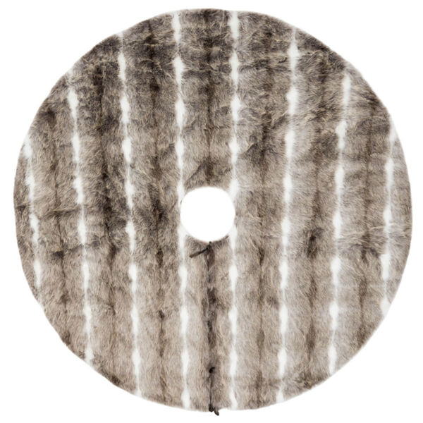 Snow Mink Brown 60-Inch Tree Skirt with Elegant And Plush Faux Fur Stripe Design, image 1