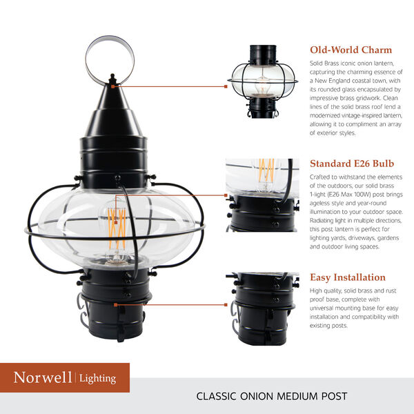 Classic Onion Black One-Light Outdoor Post, image 7
