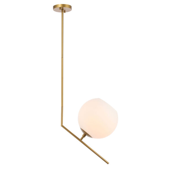 Ryland Brass One-Light Pendant with Frosted White Glass, image 1