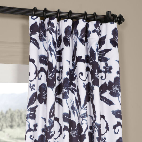 Hibiscus Blue 96 x 50 In. Blackout Curtain Single Panel, image 2