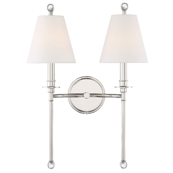 Riverdale Polished Nickel 15-Inch Two-Light Wall Sconce, image 5