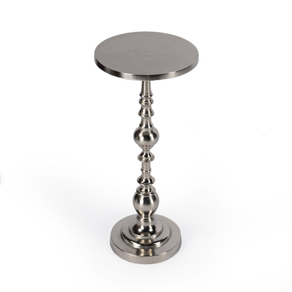 Darien Silver Round Pedestal End Table, image 1