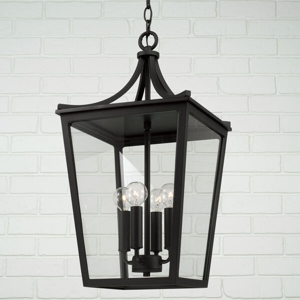 Adair Black Four-Light Outdoor Hanging Light with Clear Glass, image 3