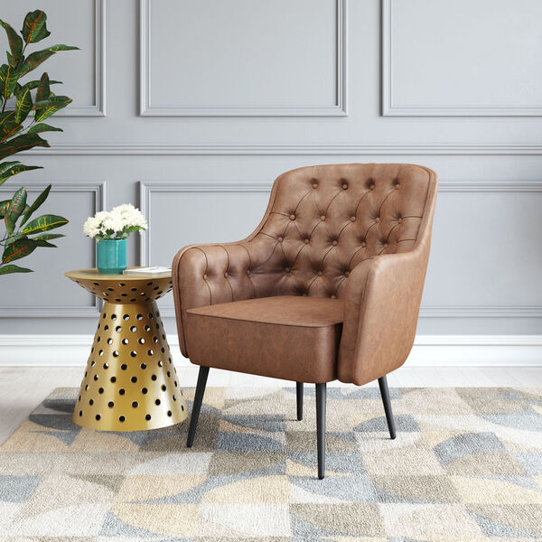 Tasmania Vintage Brown and Gold Accent Chair, image 2