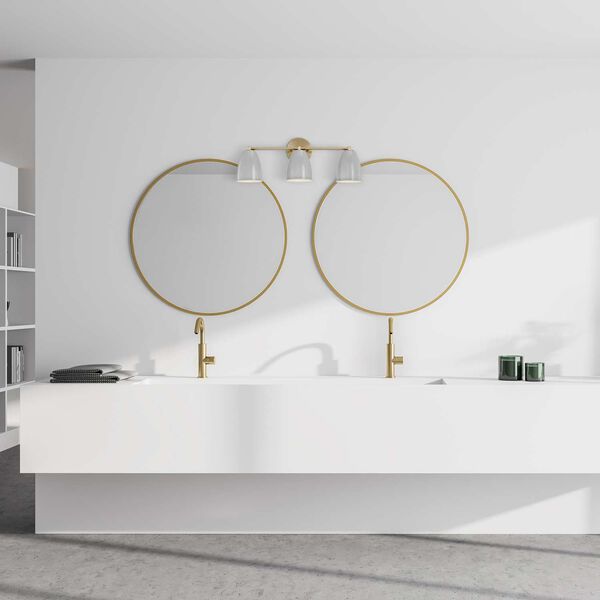 Biba Brushed Gold Three-Light Bath Vanity with Grey Sky Metal Shades, image 2
