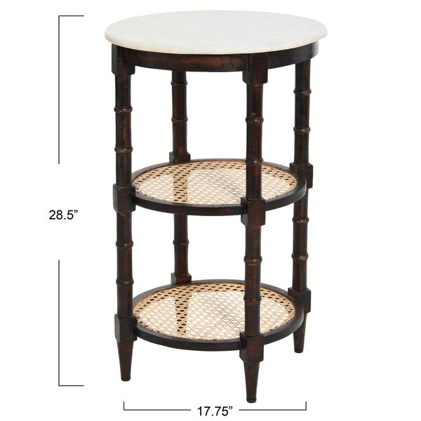 Brown Mango Wood and Woven Cane Side Table, image 6