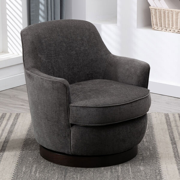 Reese Charcoal Wooden Base Swivel Chair, image 1