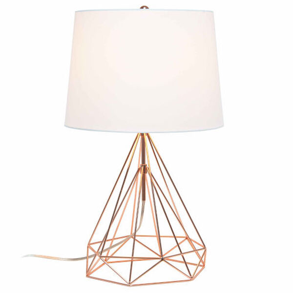 Wired Rose Gold One-Light Table Lamp with Fabric Shade, image 2