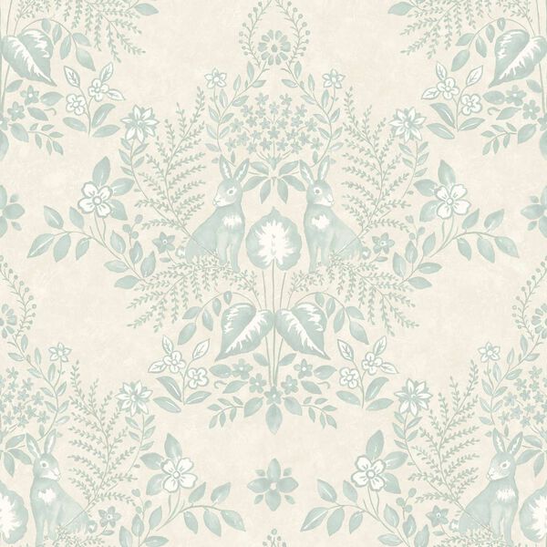 Cottontail Toile Vintage Duck Egg Peel and Stick Wallpaper, image 2