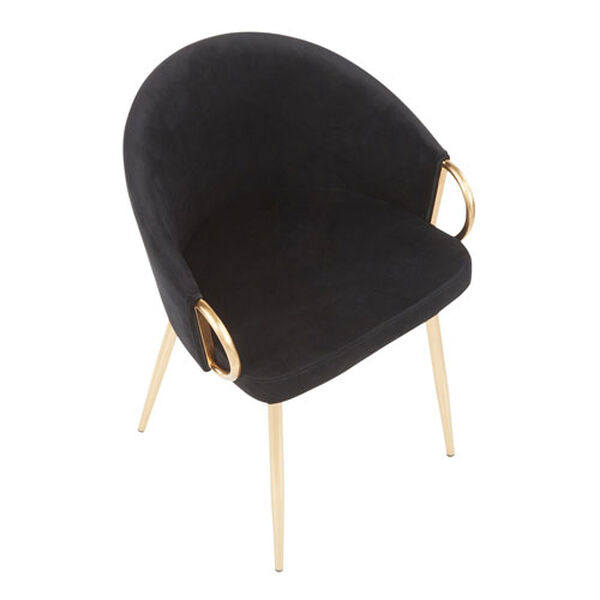 Claire Gold and Black Velvet Rounded Low Backrest Chair, image 5