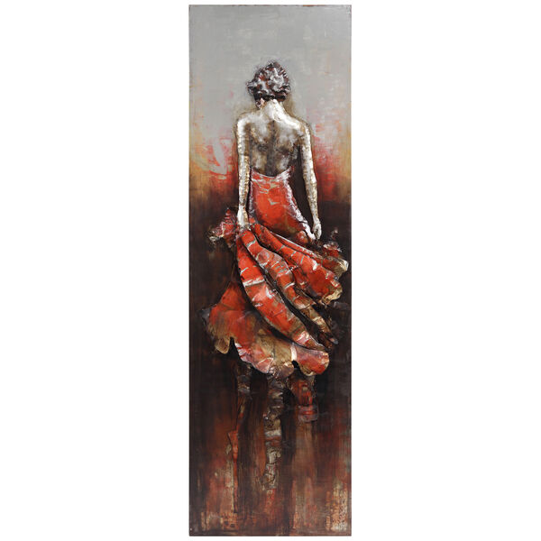Lady in Red Mixed Media Iron Hand Painted Dimensional Wall Art, image 2