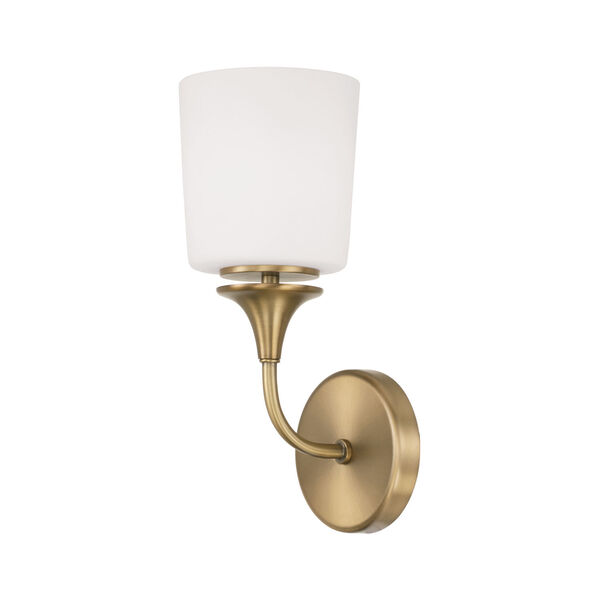 Presley Aged Brass One-Light Sconce with Soft White Glass, image 1