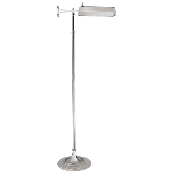 Dorchester Swing Arm Pharmacy Floor Lamp in Polished Nickel by Chapman and Myers, image 1